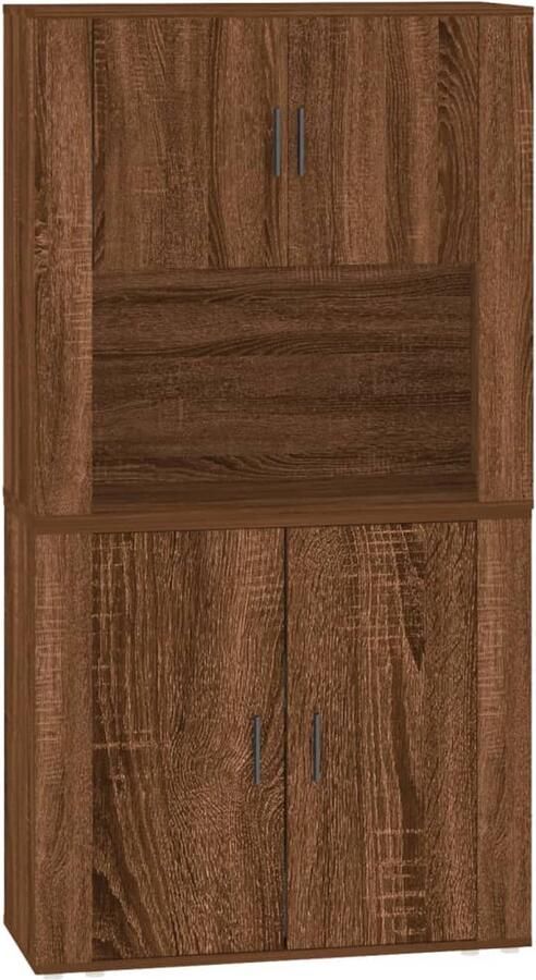 VidaXL Hoge kast Bruin eikenkleur Bewerkte hout Hoge Kast Buffetkast Houten Kast Bruine Eiken Opslagoplossing