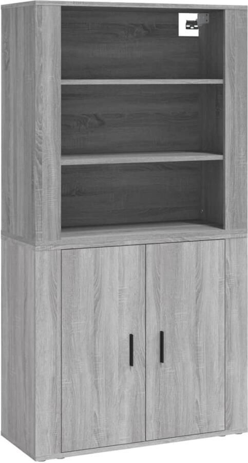 VidaXL Hoge Kast Grijs Sonoma Eiken 80x33x80 cm Hoge Kast Buffetkast Grijze Kast Houten Kast Opslagoplossing - Foto 2