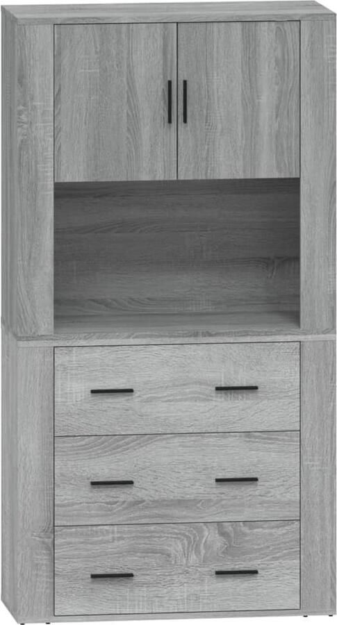 LuxerLiving vidaXL Hoge kast bewerkt hout grijs sonoma eikenkleurig - Foto 10