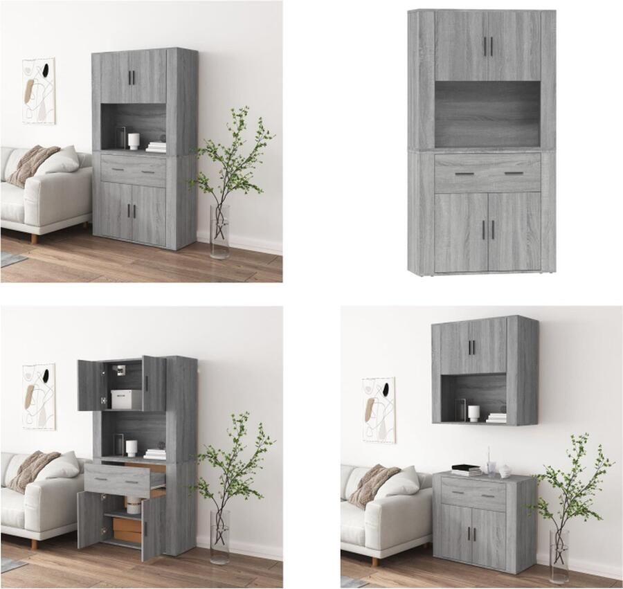 LuxerLiving vidaXL Hoge kast bewerkt hout grijs sonoma eikenkleurig - Foto 7