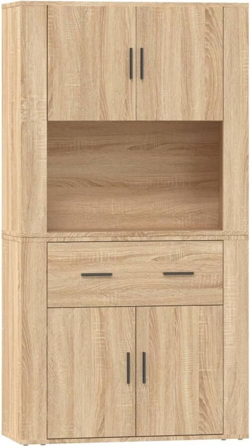VidaXL Houten Kast Hoge Kast Hoge kast bewerkt hout sonoma eikenkleurig Sonoma Eiken Kast Met Lade Opslagoplossing - Foto 2