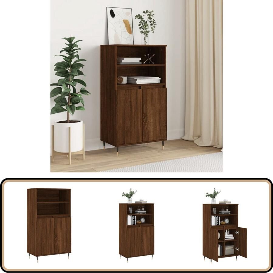 VidaXL Hoge kast Bruin eiken 60x36x110 cm Hoge Kast Industrieel Design Houten Kast Opbergkast Bruine Eiken Kleur
