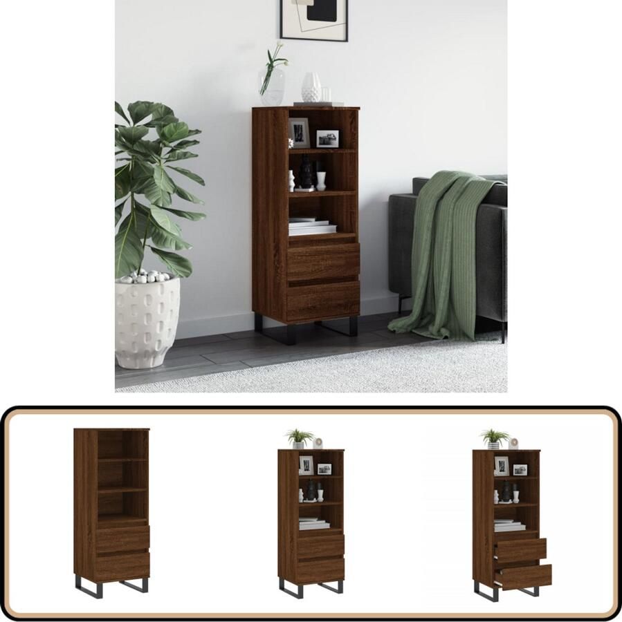 VidaXL Hoge kast Bruineiken 40x36x110 cm Hoge Kast Industrieel Design Houten Kast Bruine Kast Opbergkast
