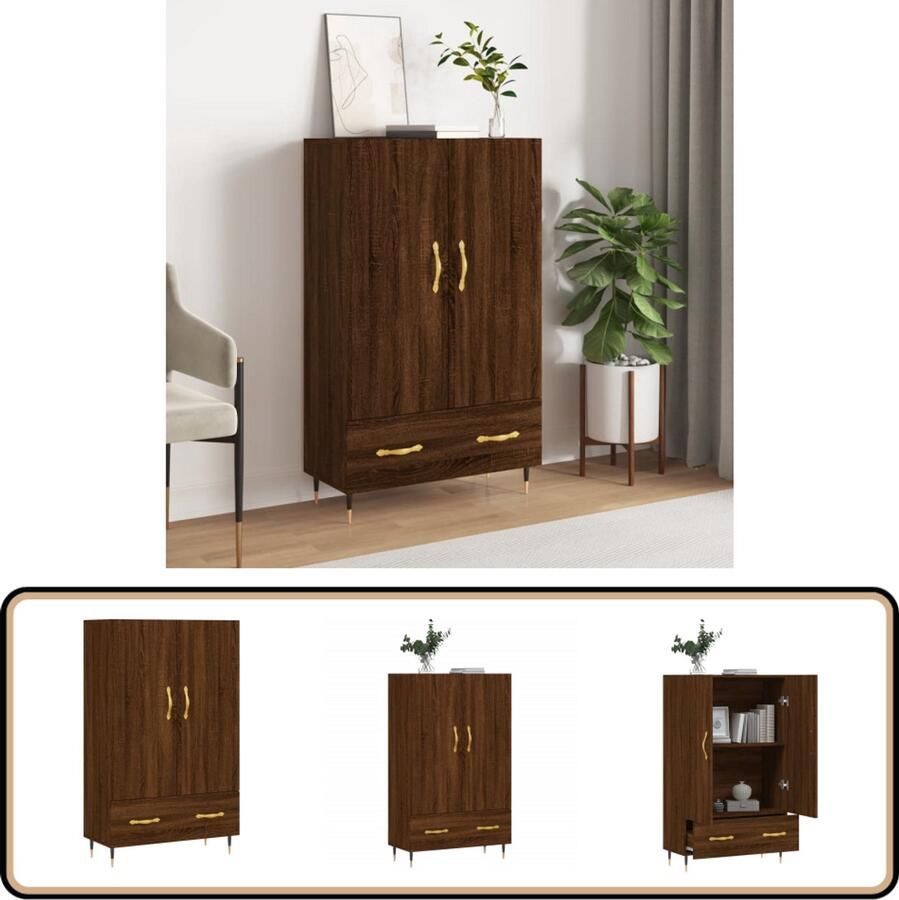 VidaXL Hoge Kast Bruineiken 69 5x31x115 cm Hoge Kast Dressoir Buffetkast Houten Kast Bruine Eiken - Foto 2
