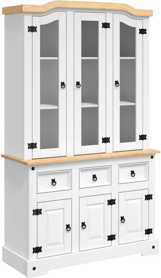 Vida XL Hoge kast Corona 112x43x196 cm massief Mexicaans grenenhout wit SKU: V355086 - Foto 2