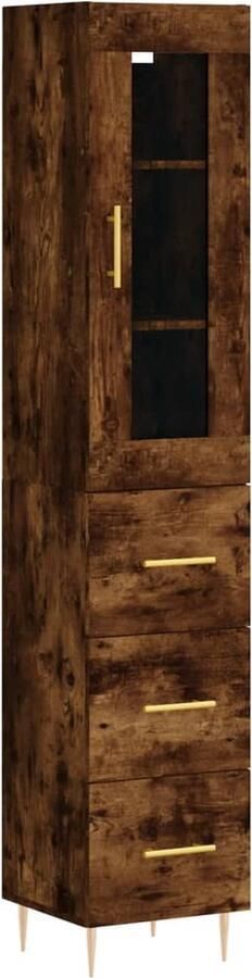 VidaXL Hoge kast gerookt eiken 180 cm Hoge Kast Opbergkast Houten Kast Bruine Kast