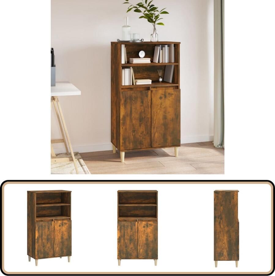 VidaXL Hoge kast Gerookt Eiken 60x36x110 cm Bijzetkast Hogeschat Kast Opbergkast Keukenkast