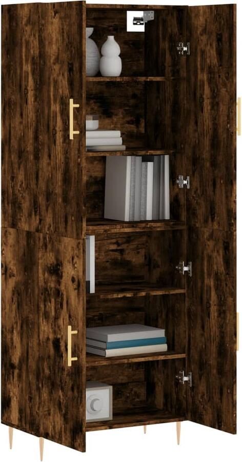 VidaXL Hoge Kast Gerookt Eiken 69 5x34x180 cm Hoge Kast Kasten Opbergkast Houten Kast Vintage Kast