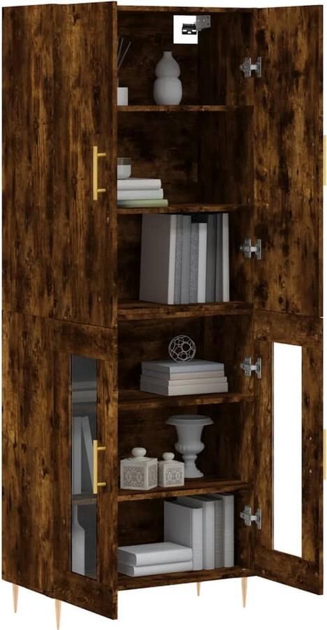 VidaXL Hoge kast gerookt eiken 69 5x34x180 cm Hoge Kast Opbergkast Kast Houten Kast Gerookt Eiken