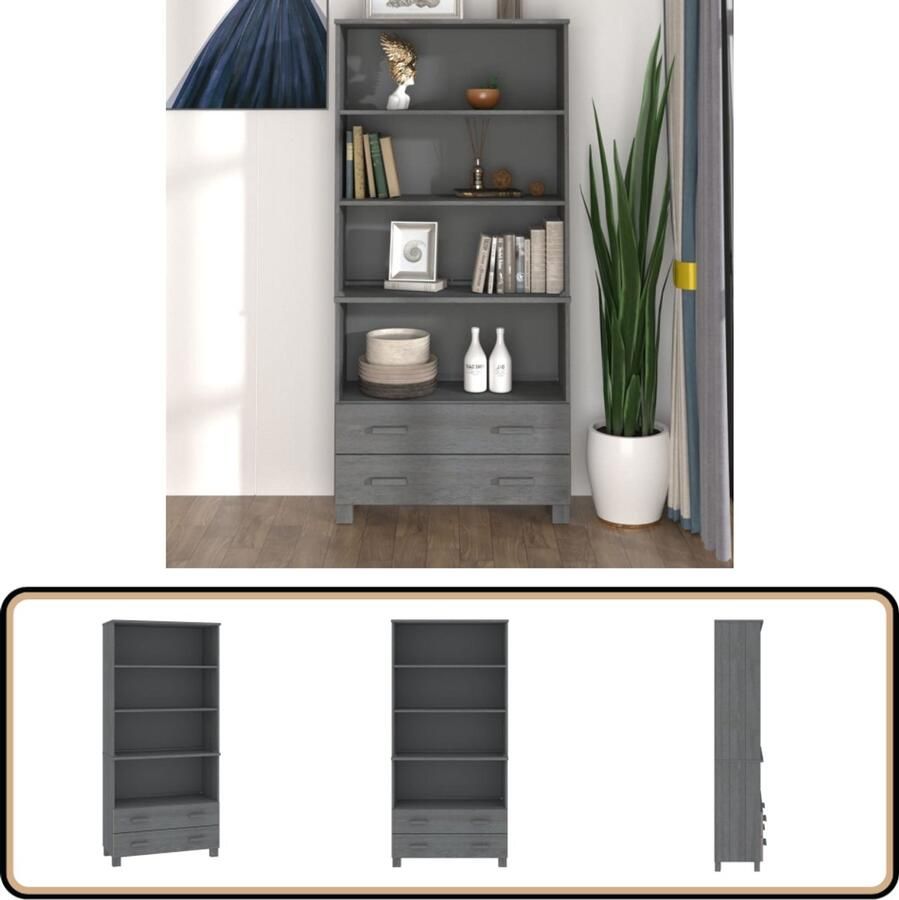 VidaXL Hoge kast HAMAR Donkergrijs Grenenhout Dressoir Opbergkast Kasten Hout Grenenhout - Foto 2