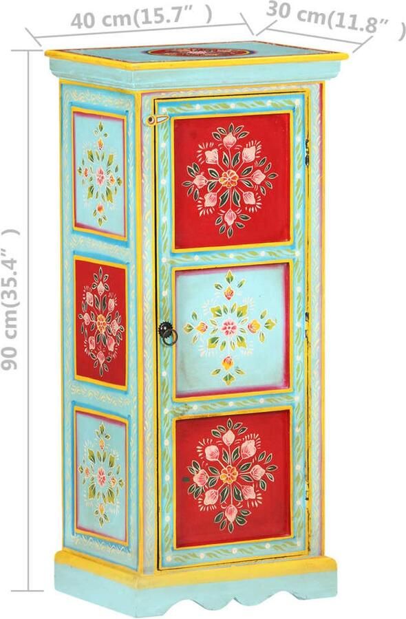 VidaXL Hoge kast handgeschilderd 40x30x90 cm massief mangohout - Foto 2