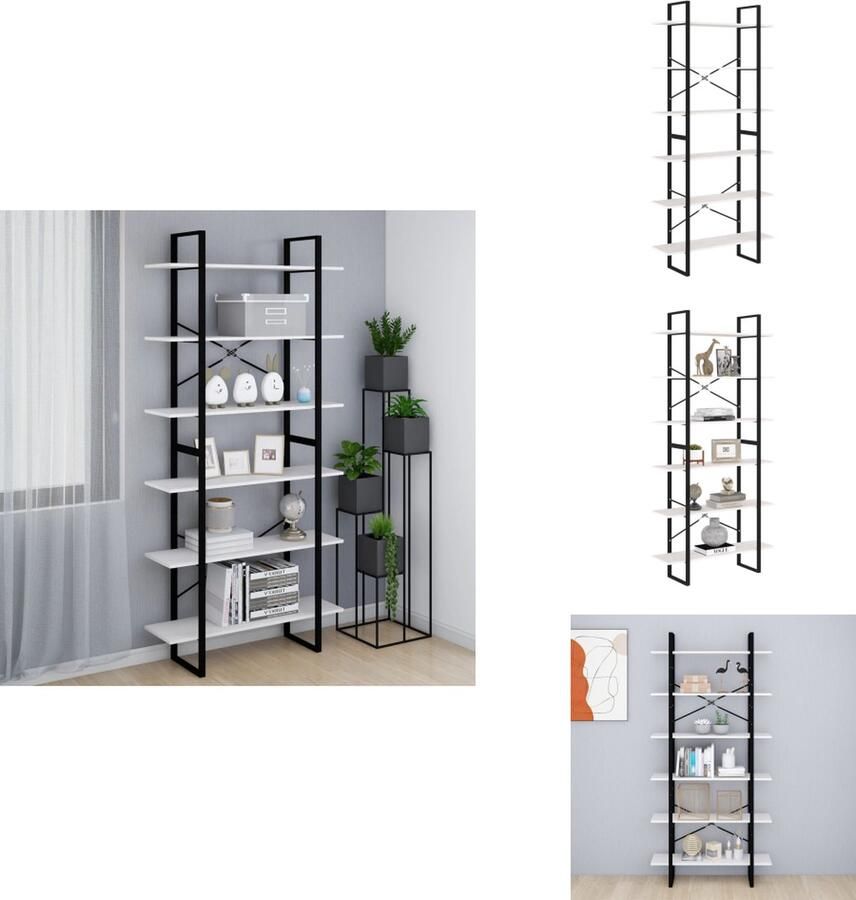 VidaXL Hoge Kast Hoge Kasten Boekenkast Boekenkasten Hoge kast 100x30x210 cm massief grenenhout wit - Foto 2