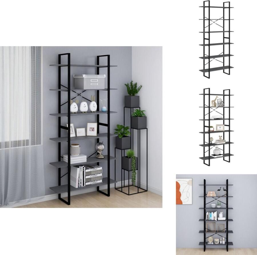 VidaXL Hoge Kast Hoge Kasten Boekenkast Boekenkasten Hoge kast 100x30x210 cm massief grenenhout grijs