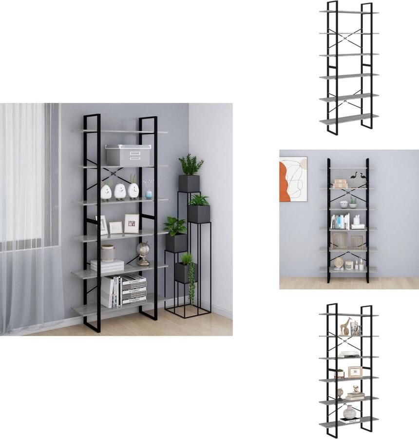VidaXL Hoge Kast Hoge Kasten Boekenkast Boekenschap Kast Hoge kast 100x30x210 cm bewerkt hout grijs sonoma eikenkleurig - Foto 2