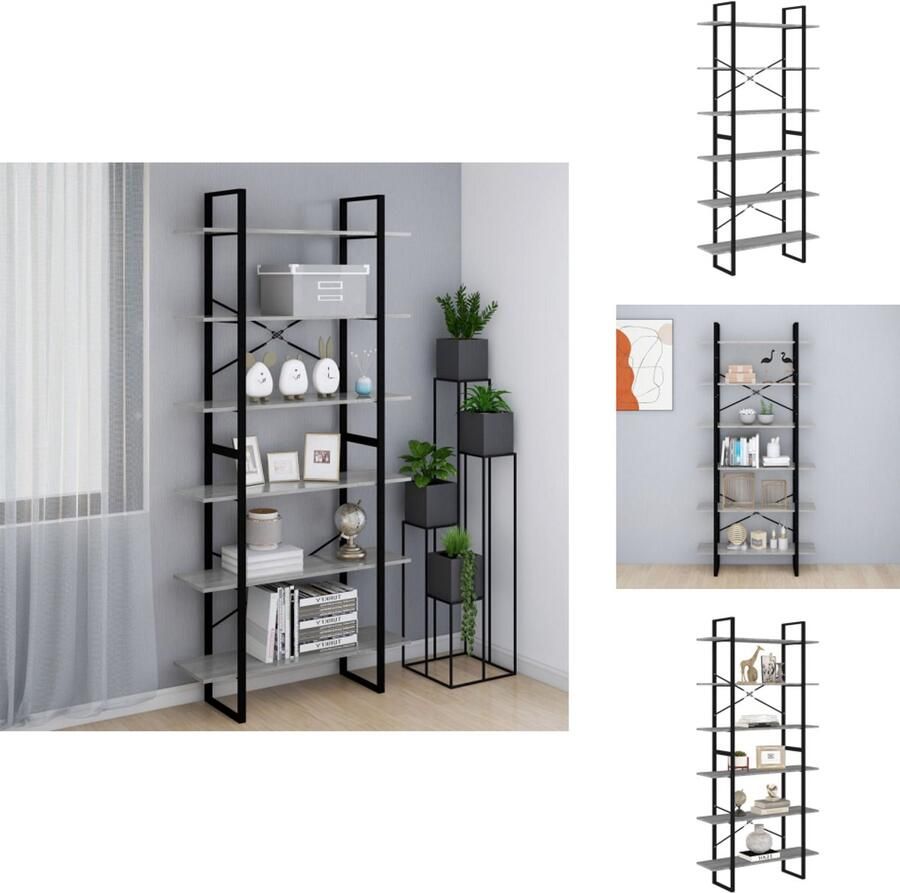 VidaXL Hoge Kast Hoge Kasten Boekenkast Boekenschap Kast Hoge kast 100x30x210 cm bewerkt hout grijs sonoma eikenkleurig