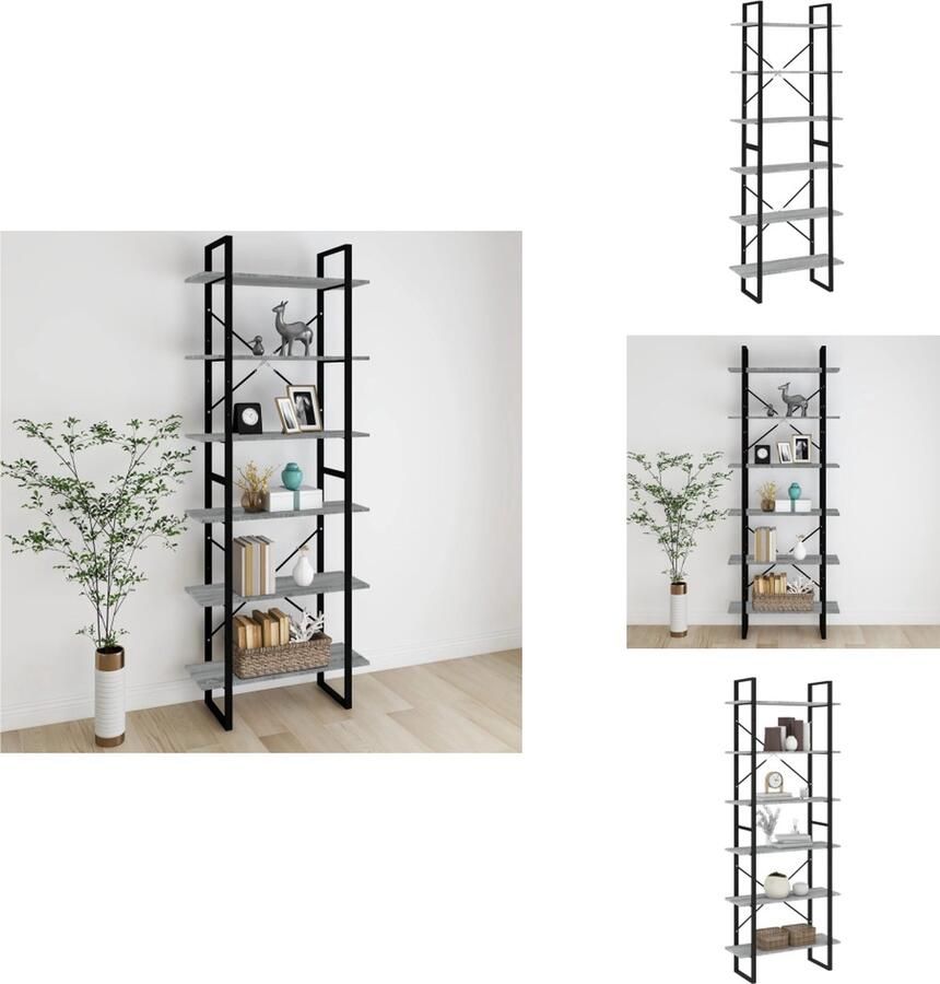 VidaXL Hoge Kast Hoge Kasten Boekenkast Boekenschap Kast Hoge kast 80x30x210 cm bewerkt hout grijs sonoma eikenkleurig - Foto 2