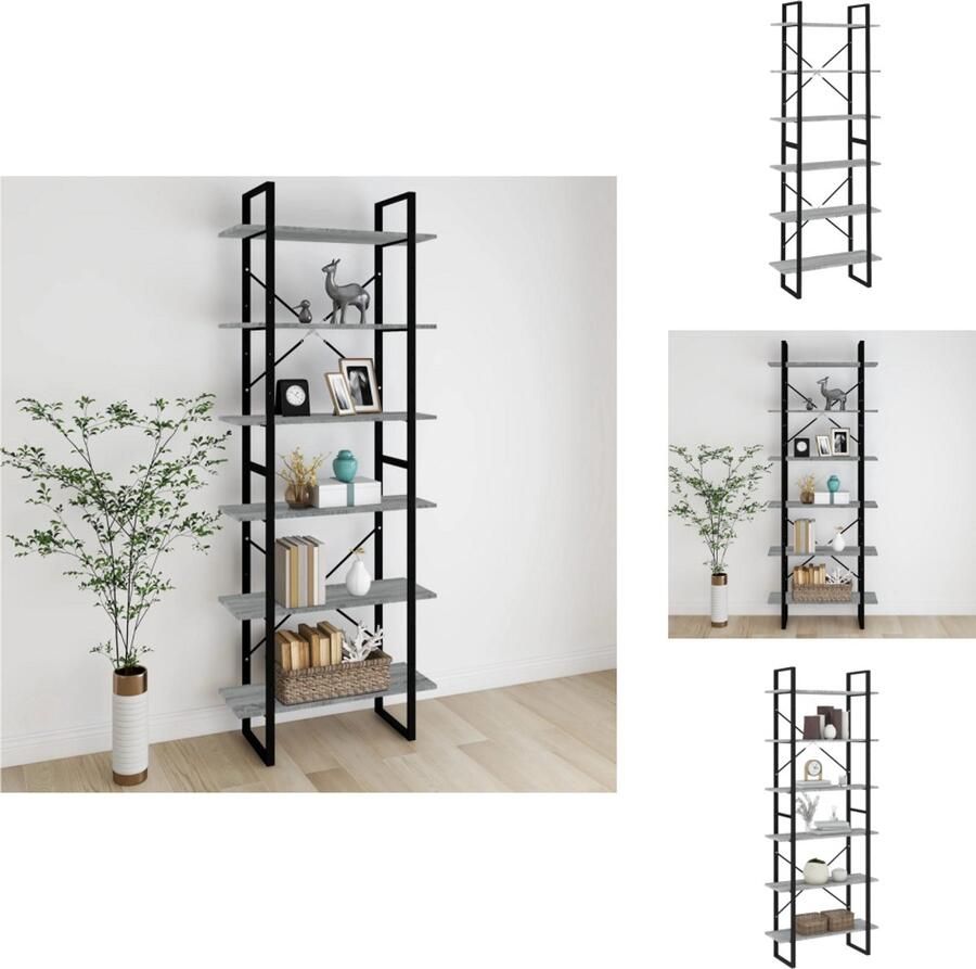 VidaXL Hoge Kast Hoge Kasten Boekenkast Boekenschap Kast Hoge kast 80x30x210 cm bewerkt hout grijs sonoma eikenkleurig