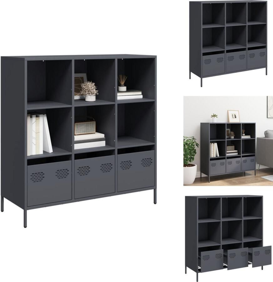 VidaXL Hoge Kast Hoge Kasten Boekenrek En Kast Dressoir Hoge kast 101 5x39x103 5 cm staal antracietkleurig