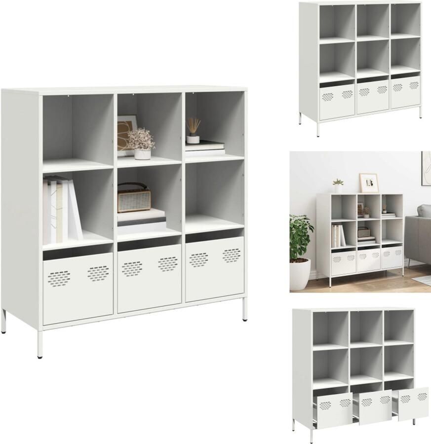 VidaXL Hoge Kast Hoge Kasten Boekenrek En Kast Dressoir Hoge kast 101 5x39x103 5 cm staal wit
