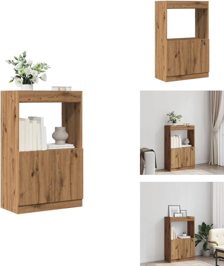 VidaXL Hoge Kast Hoge Kasten Boekenrek En Kast Dressoir Hoge kast 63x33x100 cm bewerkt hout artisanaal eikenkleurig