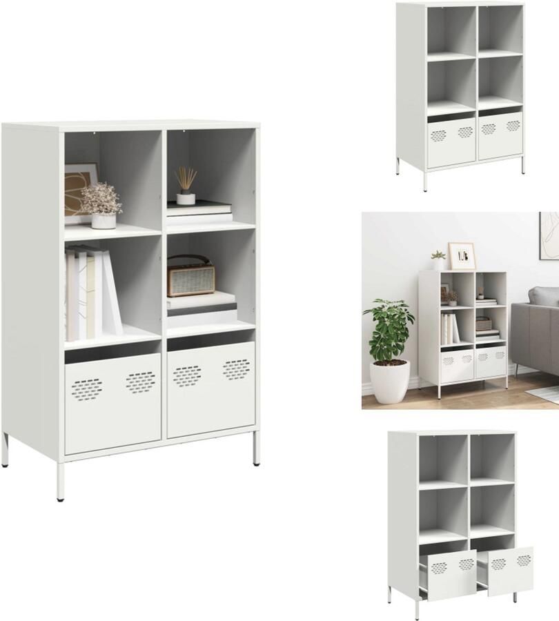 VidaXL Hoge Kast Hoge Kasten Boekenrek En Kast Dressoir Hoge kast 68x39x103 5 cm staal wit