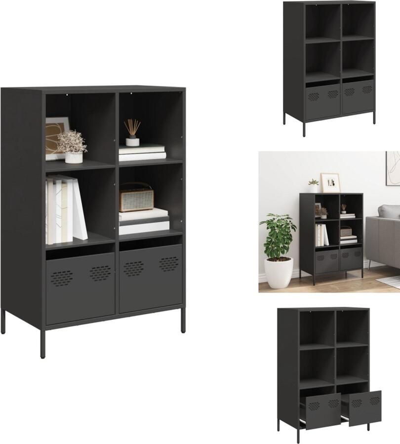 VidaXL Hoge Kast Hoge Kasten Boekenrek En Kast Dressoir Hoge kast 68x39x103 5 cm staal zwart