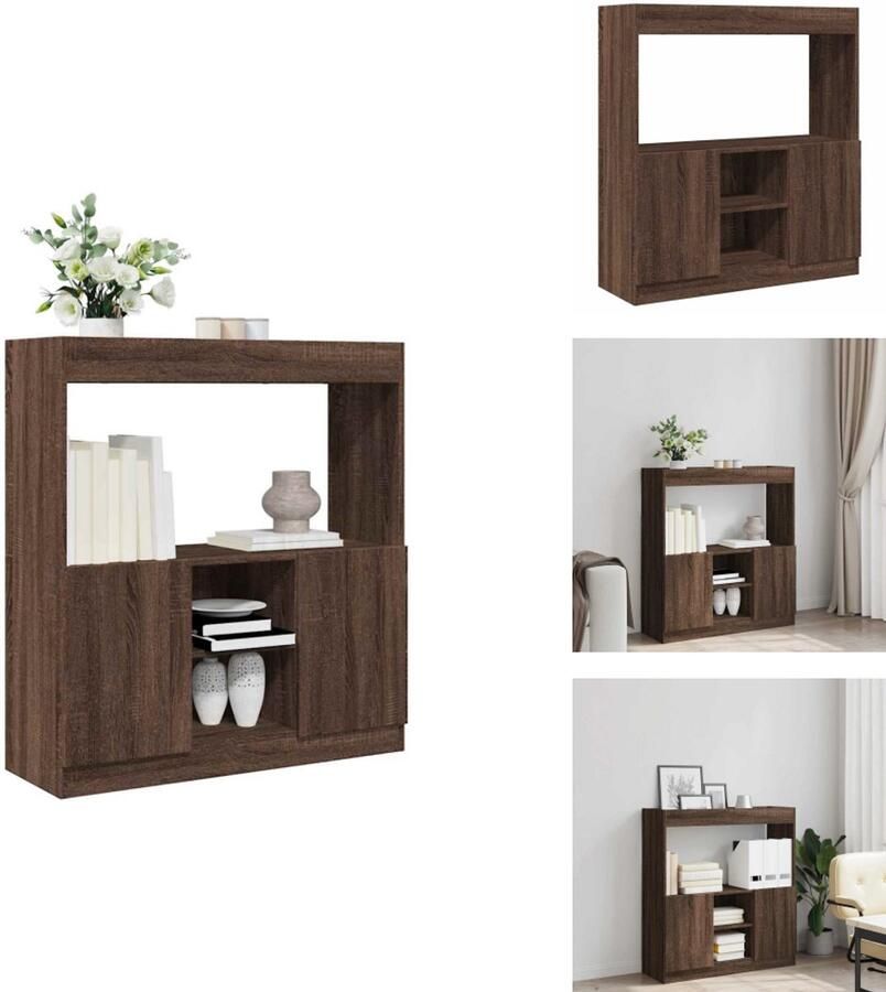 VidaXL Hoge Kast Hoge Kasten Boekenrek En Kast Dressoir Hoge kast 92x33x100 cm bewerkt hout bruin eikenkleurig
