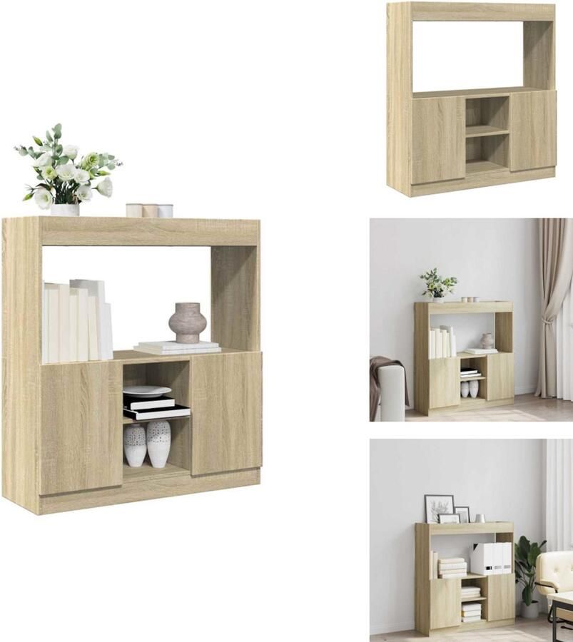 VidaXL Hoge Kast Hoge Kasten Boekenrek En Kast Dressoir Hoge kast 92x33x100 cm bewerkt hout sonoma eikenkleurig