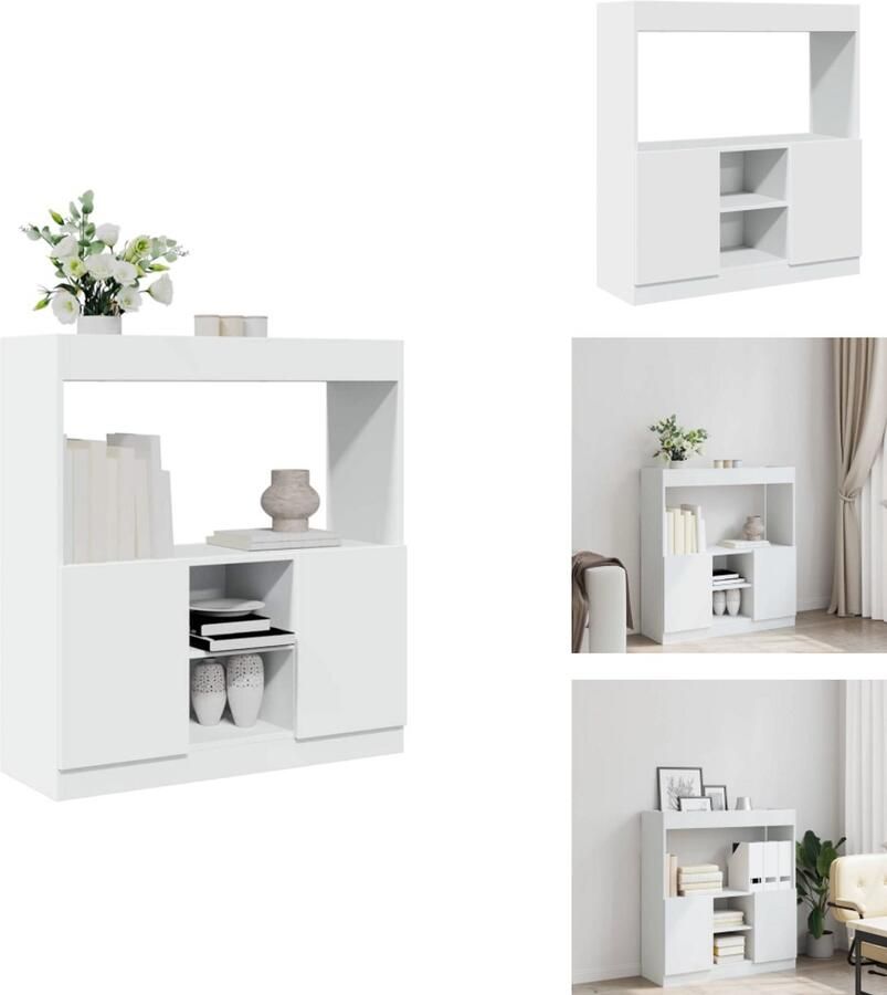 VidaXL Hoge Kast Hoge Kasten Boekenrek En Kast Dressoir Hoge kast 92x33x100 cm bewerkt hout wit