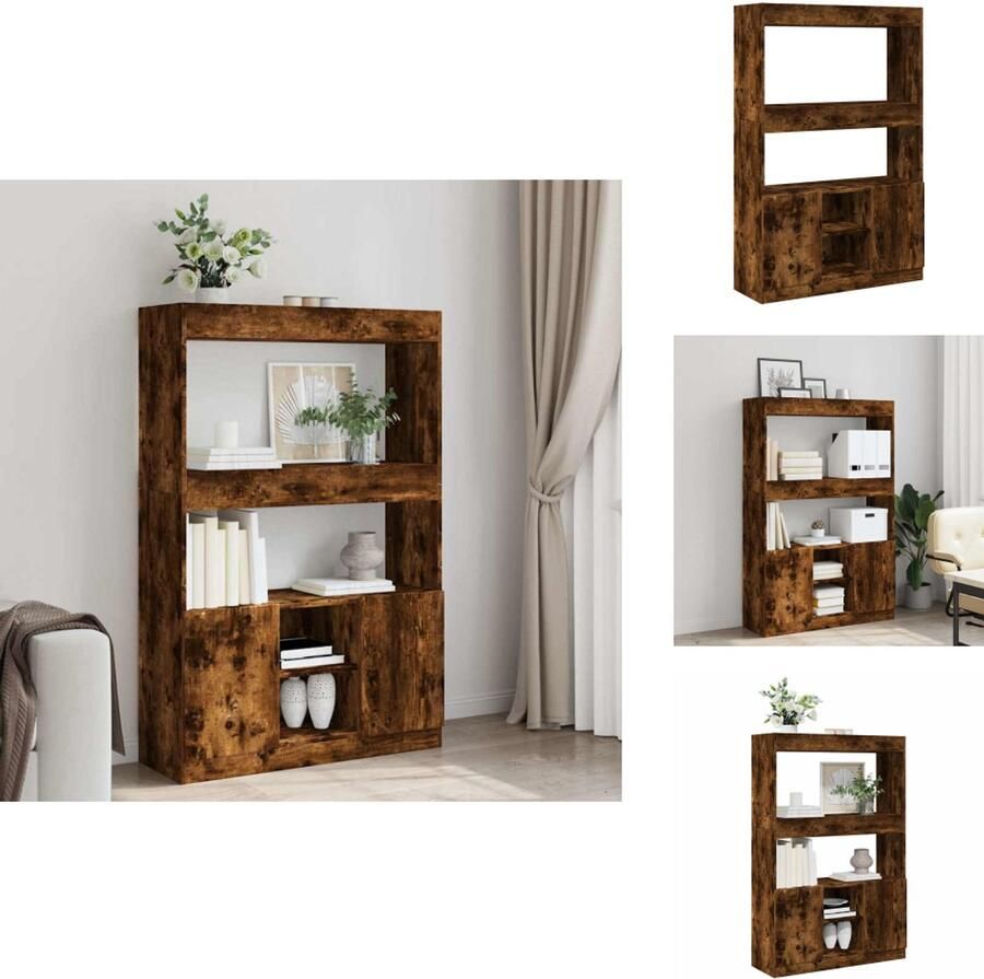 VidaXL Hoge Kast Hoge Kasten Boekenrek En Kast Dressoir Hoge kast 92x33x140 cm bewerkt hout gerookt eikenkleurig