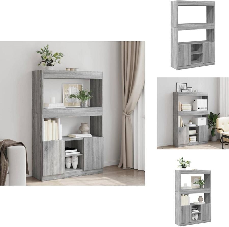 VidaXL Hoge Kast Hoge Kasten Boekenrek En Kast Dressoir Hoge kast 92x33x140 cm bewerkt hout grijs sonoma eikenkleurig
