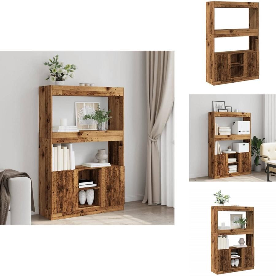 VidaXL Hoge Kast Hoge Kasten Boekenrek En Kast Dressoir Hoge kast 92x33x140 cm bewerkt hout oud houtkleurig