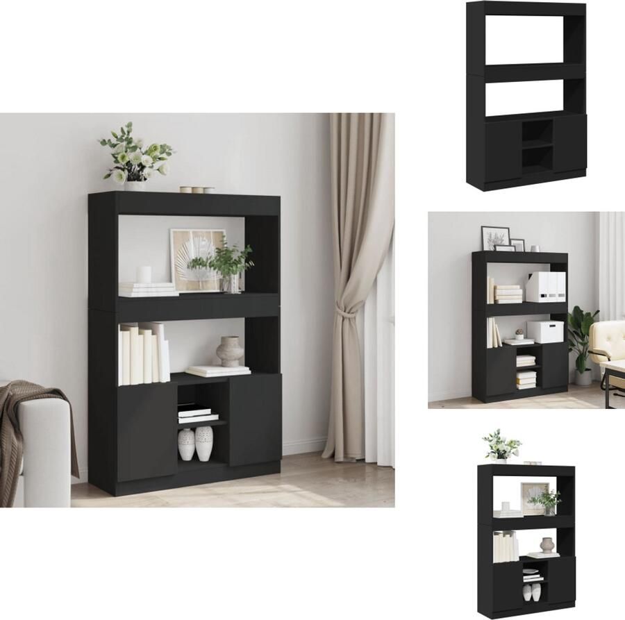 VidaXL Hoge Kast Hoge Kasten Boekenrek En Kast Dressoir Hoge kast 92x33x140 cm bewerkt hout zwart