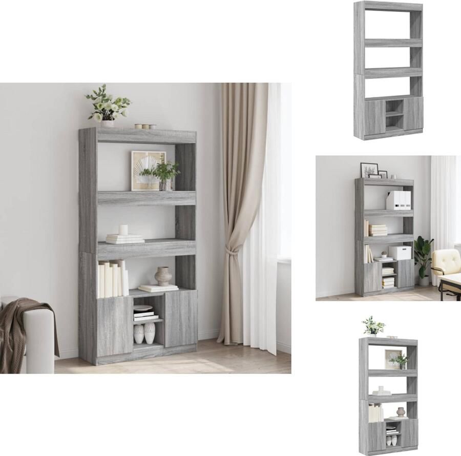 VidaXL Hoge Kast Hoge Kasten Boekenrek En Kast Dressoir Hoge kast 92x33x180 cm bewerkt hout grijs sonoma eikenkleurig
