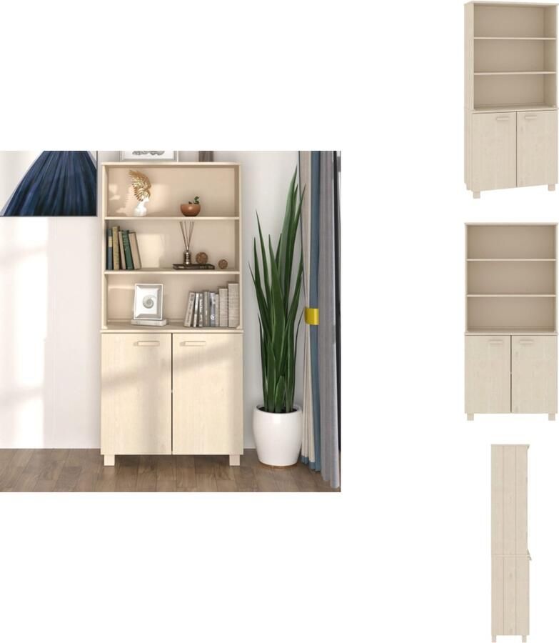 VidaXL Hoge Kast Hoge Kasten Buffetkast Dressoir Hoge kast HAMAR massief grenenhout honingbruin