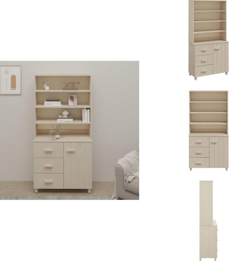 VidaXL Hoge Kast Hoge Kasten Buffetkast Dressoir Hoge kast HAMAR massief grenenhout honingbruin - Foto 3