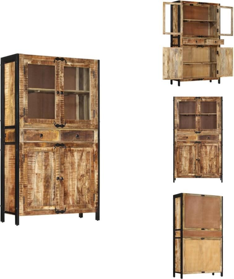 VidaXL Hoge Kast Hoge Kasten Dressoir Buffetkast Hoge kast 100x40x175 cm massief ruw mangohout