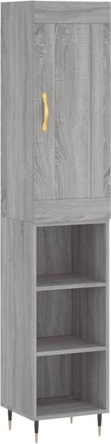 VidaXL Hoge Kast Hoge Kasten Dressoir Buffetkast Hoge kast 34 5x34x180 cm bewerkt hout grijs sonoma eikenkleurig