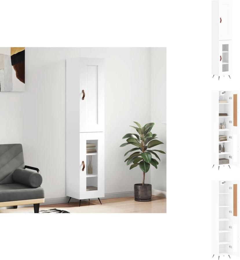 VidaXL Hoge Kast Hoge Kasten Dressoir Buffetkast Hoge kast 34 5x34x180 cm bewerkt hout wit