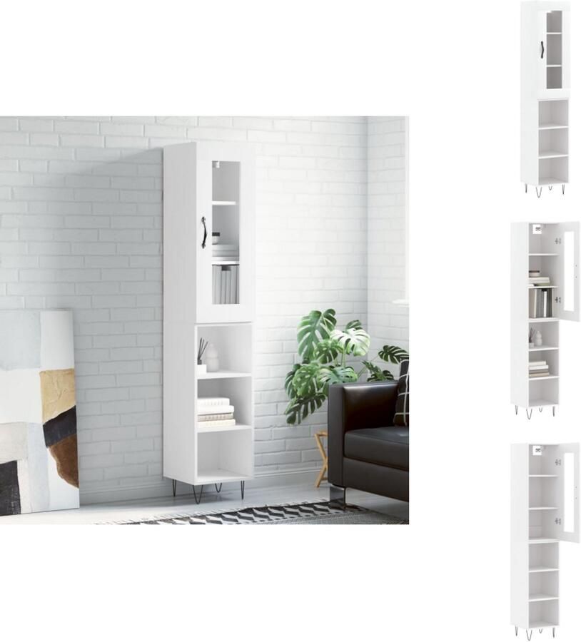 VidaXL Hoge Kast Hoge Kasten Dressoir Buffetkast Hoge kast 34 5x34x180 cm bewerkt hout wit