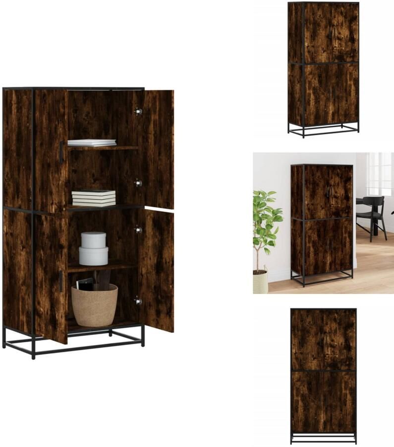 VidaXL Hoge Kast Hoge Kasten Dressoir Buffetkast Hoge kast 68x35x139 cm bewerkt hout gerookt eikenkleurig