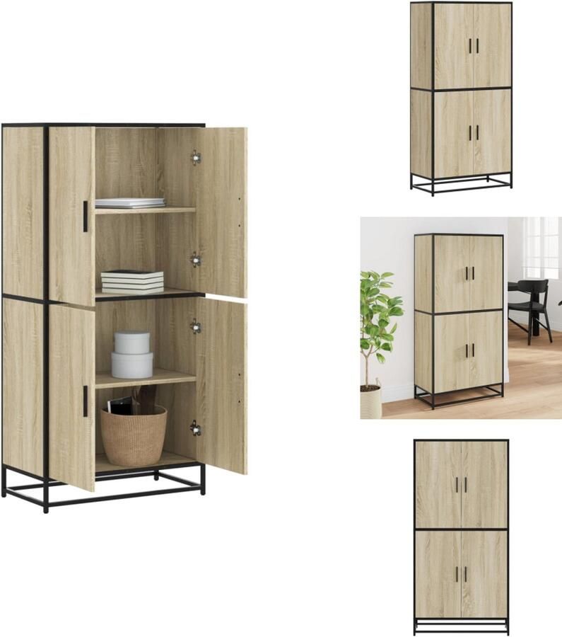 VidaXL Hoge Kast Hoge Kasten Dressoir Buffetkast Hoge kast 68x35x139 cm bewerkt hout sonoma eikenkleurig