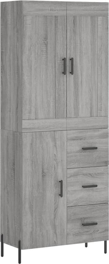 VidaXL Hoge Kast Hoge Kasten Dressoir Buffetkast Hoge kast 69 5x34x180 cm bewerkt hout grijs sonoma eikenkleurig
