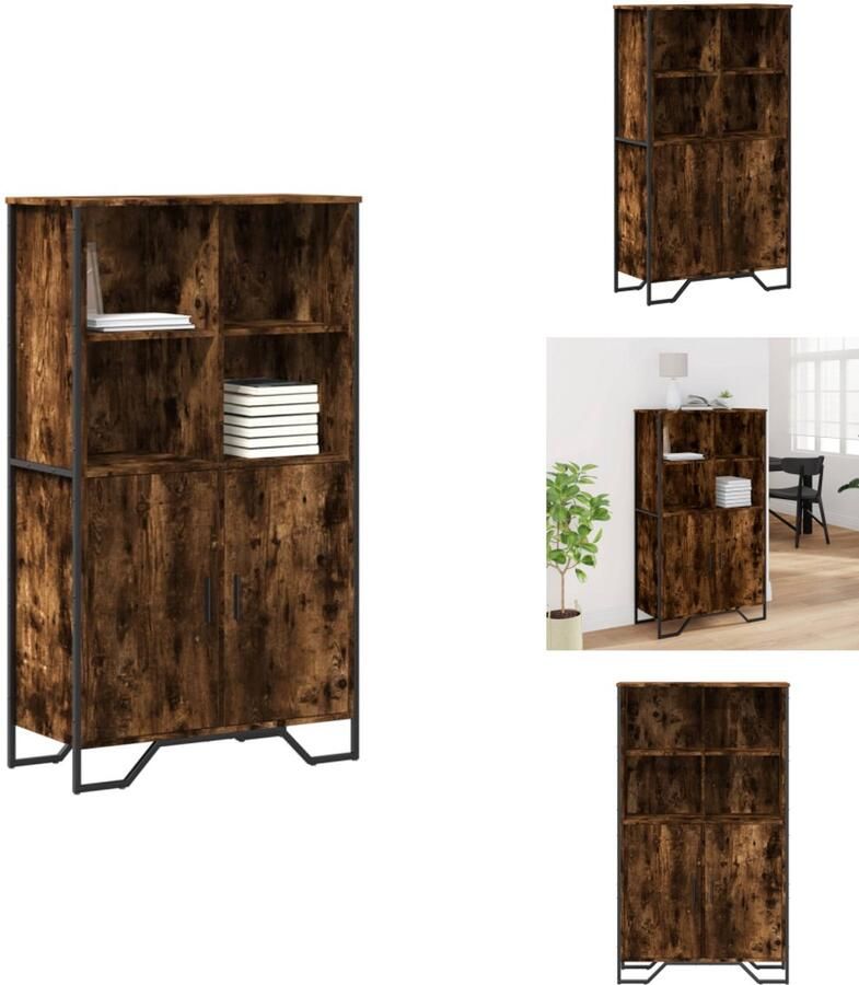 VidaXL Hoge Kast Hoge Kasten Dressoir Buffetkast Hoge kast 79 5x35 5x137 5 cm bewerkt hout gerookt eikenkleurig