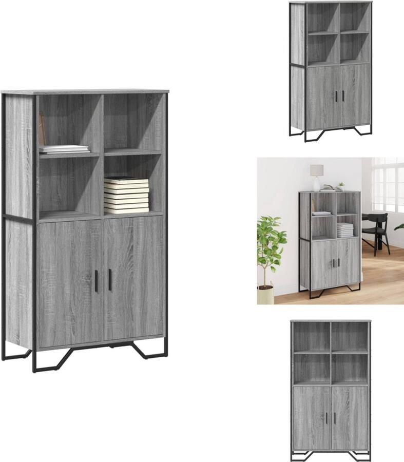 VidaXL Hoge Kast Hoge Kasten Dressoir Buffetkast Hoge kast 79 5x35 5x137 5 cm bewerkt hout grijs sonoma eiken