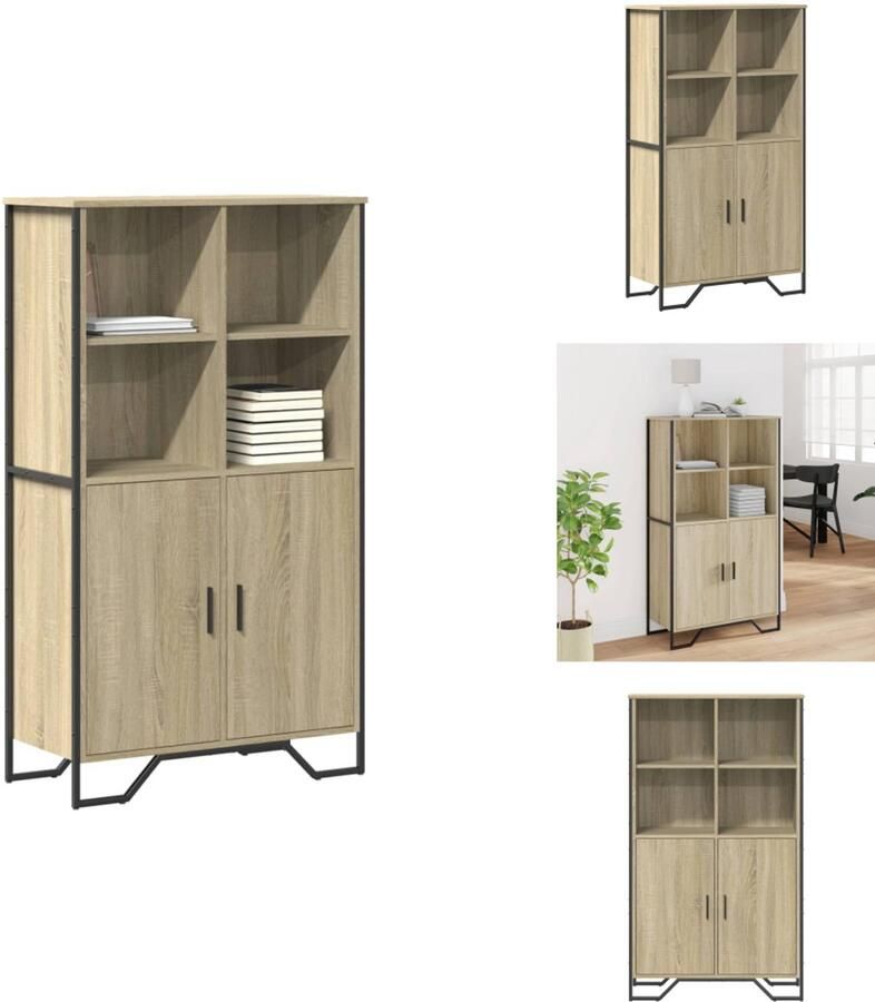 VidaXL Hoge Kast Hoge Kasten Dressoir Buffetkast Hoge kast 79 5x35 5x137 5 cm bewerkt hout sonoma eikenkleurig