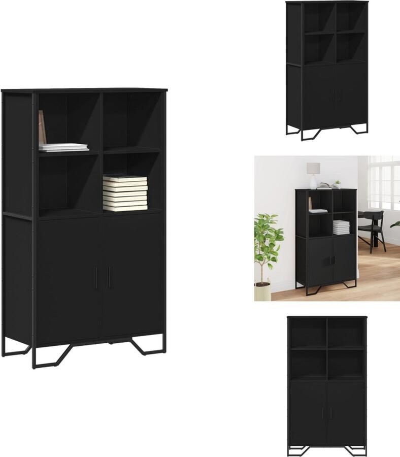 VidaXL Hoge Kast Hoge Kasten Dressoir Buffetkast Hoge kast 79 5x35 5x137 5 cm bewerkt hout zwart