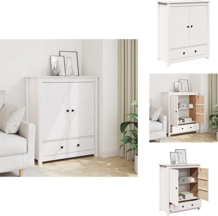 VidaXL Hoge Kast Hoge Kasten Dressoir Dressoirs Hoge kast 83x41 5x100 cm massief grenenhout wit