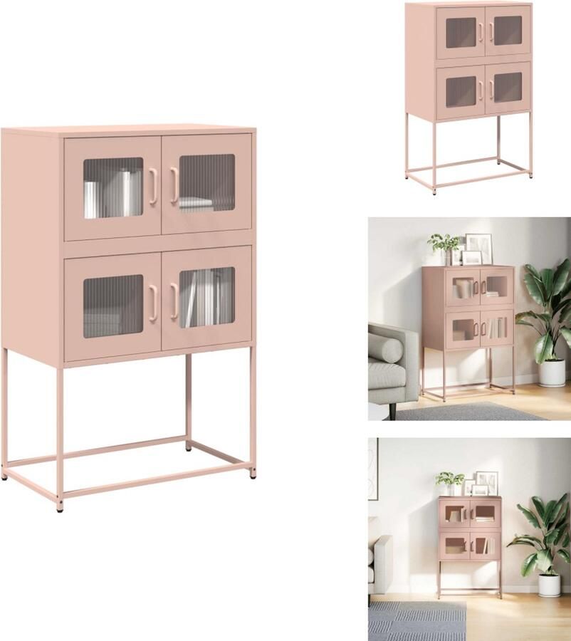 VidaXL Hoge Kast Hoge Kasten Dressoir Kast Hoge kast 68x39x107 cm staal roze - Foto 2