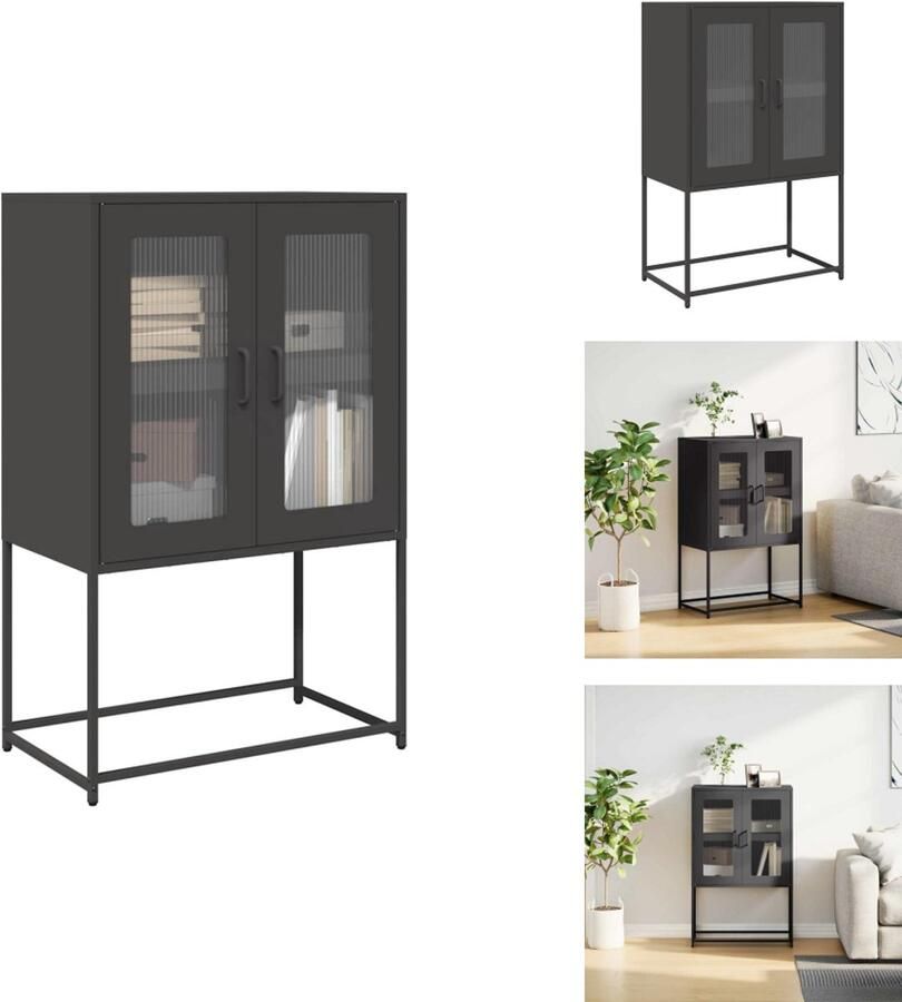 VidaXL Hoge Kast Hoge Kasten Dressoir Kast Hoge kast 68x39x107 cm staal zwart